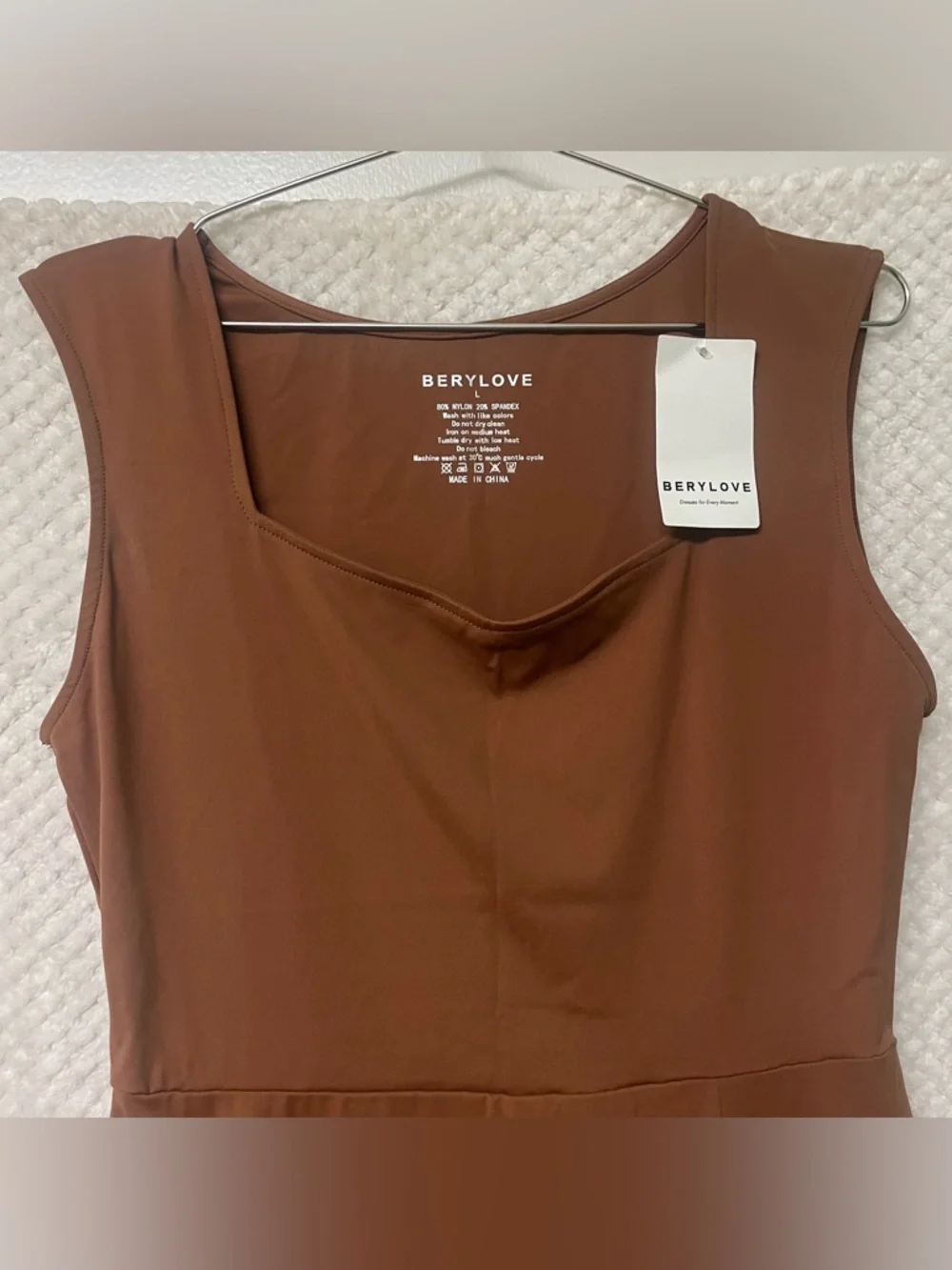 BeryLove A-Line Dress Brown Sleeveless Mini Dress Athletic Material Large NWT - Picture 3 of 13